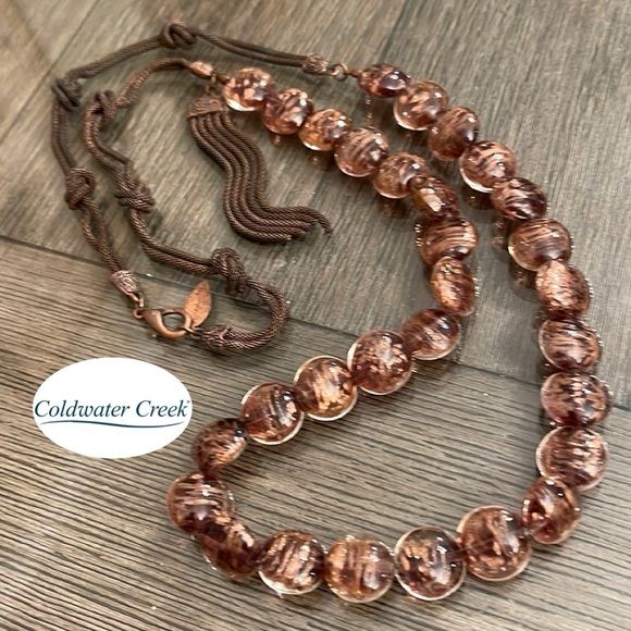 Coldwater Creek Jewelry - Coldwater Creek Copper Colored Murano Glass Beads & Antique Copper Chain